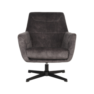 0fauteuil Toby Antraciet Velours 75x80x85 Cm Voorkant