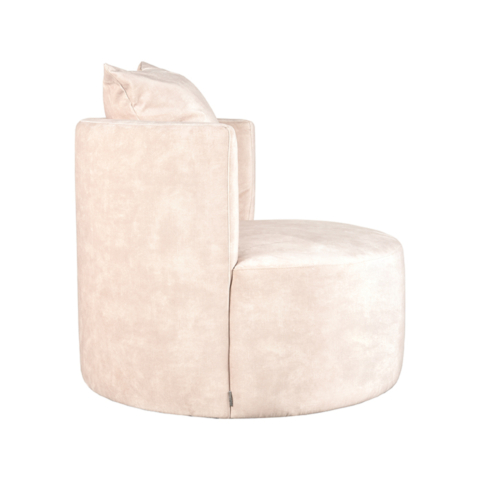 1fauteuil Evy 90cm Naturel Velours Zijkant