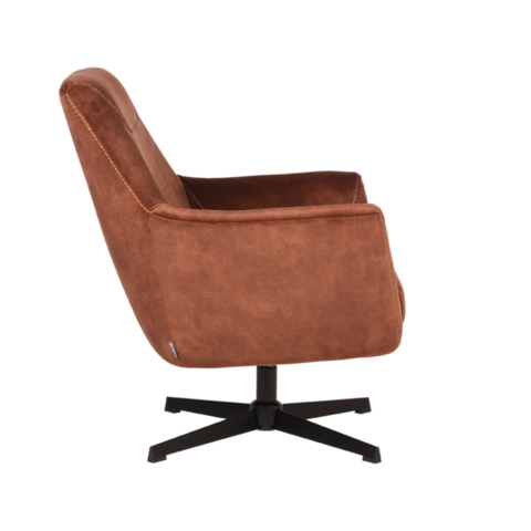 1fauteuil Toby Rust Velours 75x80x85 Cm Zijkant